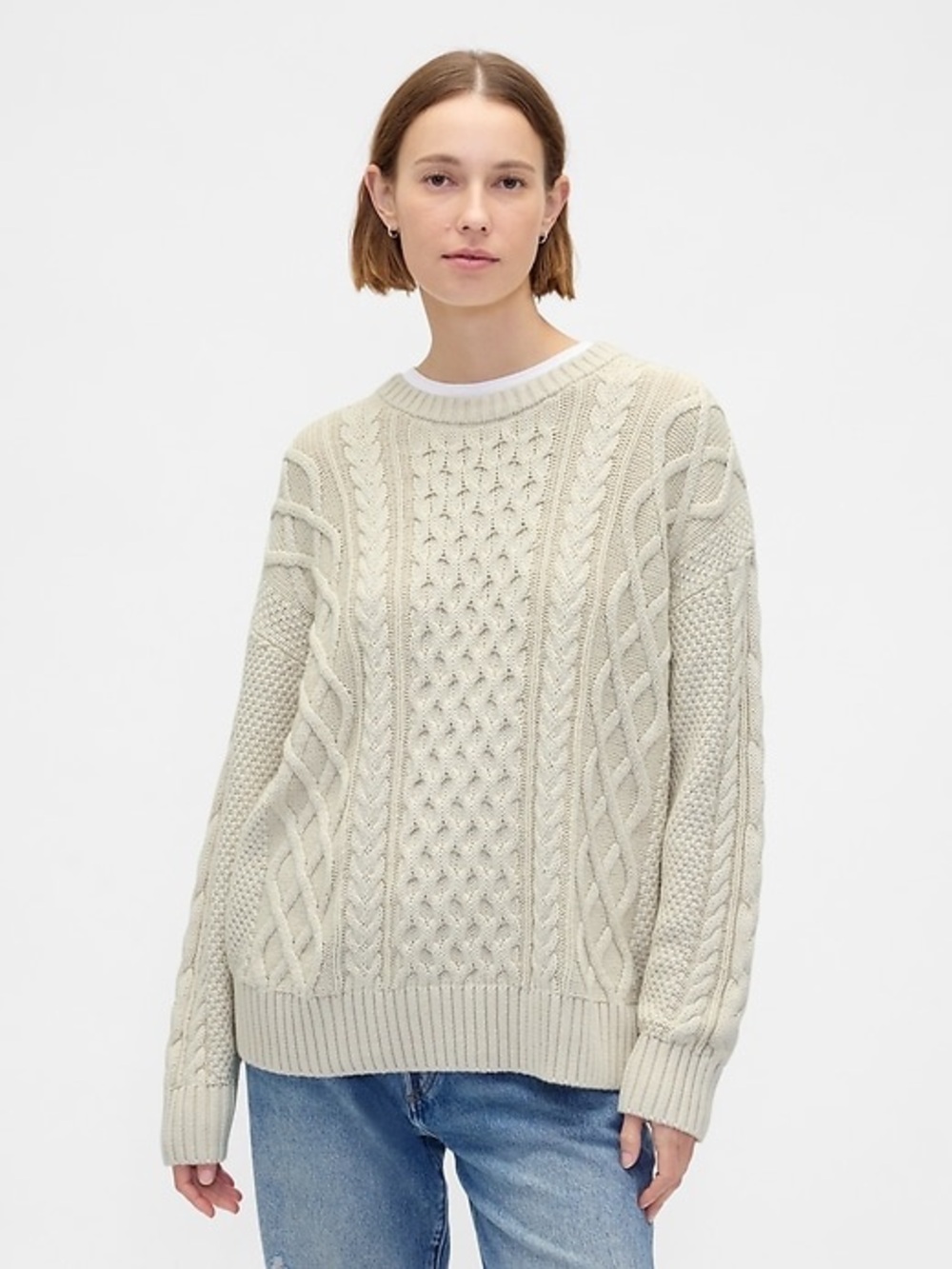 Gap Women's Cable Knit Crewneck Sweater - Cream